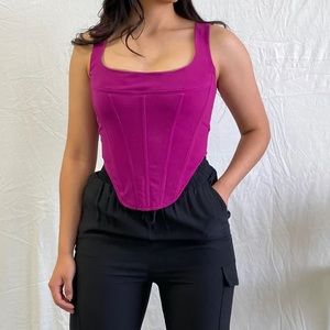 Miaou Fuchsia Structured Corset Tank Top